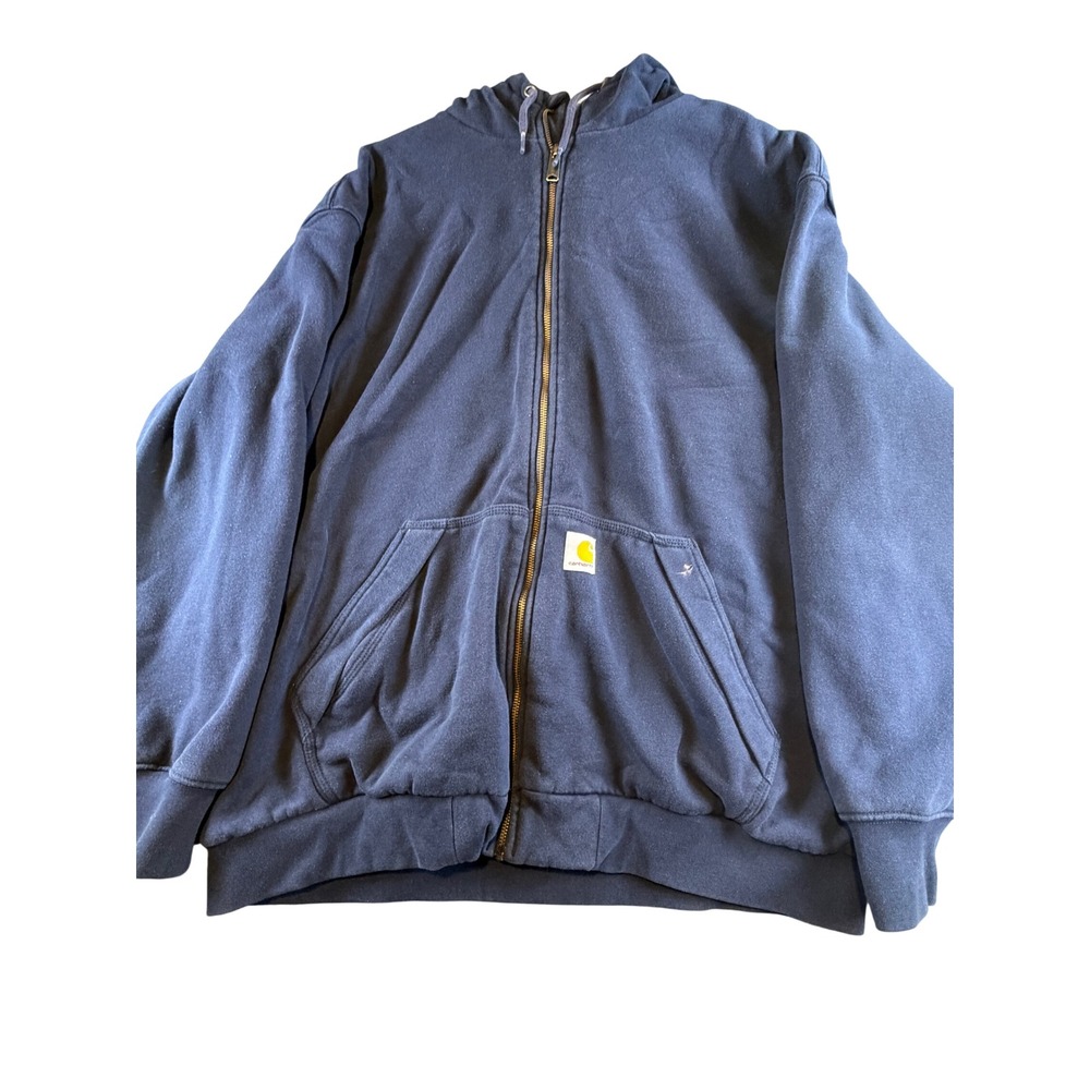 Carhartt Mens XL Loose Fit Thermal Lined Full Zip Hoodie Navy Blue Sweatshirt